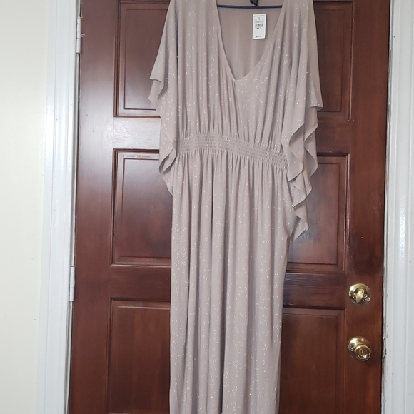 Ashley Stewart Dresses & Skirts - Sparkling tan dolman sleeved maxi dress
